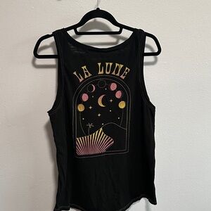 La Lune Graphic Black Tank Top - Moon Phase Design